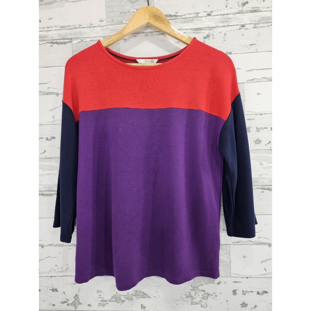 Boden Womens 10 Colorblok Red Purple Blue Knit Top